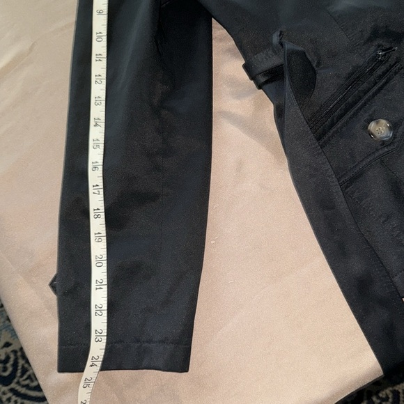 Gallery Black Short Belted Trench Coat Button Details - Picture 5 of 16